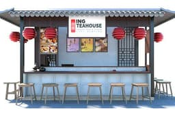 ออกแบบ ร้านอาหาร ขนาดพื้นที่ 2x4เมตร kiosk ร้าน ING TEAHOUSE