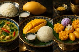 สร้างภาพ Ai ภาพประกอบอาหารไทย คาว-หวาน สไตล์เสมือนจริง สวยวิจิตร