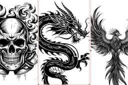 รับออกแบบลายสัก แนว Tattoo, Ink Illustration Style