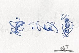 ลายสักสัตว์น้ำ กระเบน วาฬ ม้าน้ำ