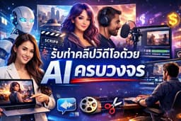 รับทำคลิปวิดีโอด้วย AI ครบวงจร | เขียนสคริปต์ ภาพ AI พากย์เสียง ตัดต่อ พร้อมลงคลิป