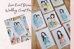 ภาพเหมือนแขกงานแต่ง สไตล์เรียบหรู วาดสด Elegant Live Guest Portrait Illustration