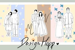 Design Hopp ออกแบบงานลายเส้นคน ออกแบบป้ายงานแต่ง ออกแบบการ์ด ออกแบบภาพของขวัญ วาดรูปคน